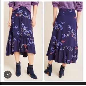 Anthropologie Maeve Bird Midi Skirt